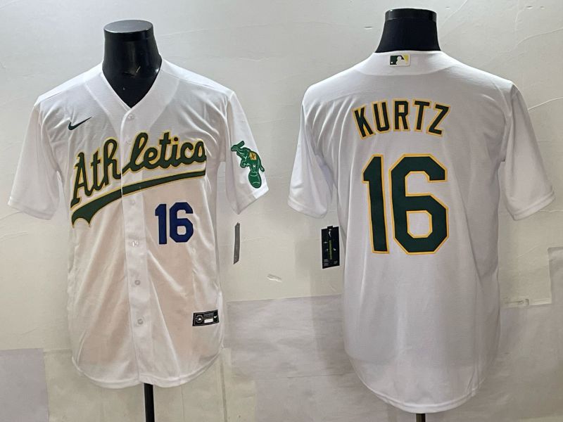 Men Oakland Athletics #16 Kurtz White Nike 2025 MLB Jersey 06